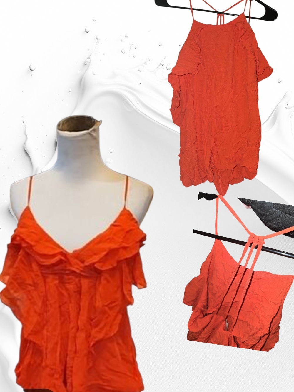 Gianni Bini Orange Ruffle Strap Camisole